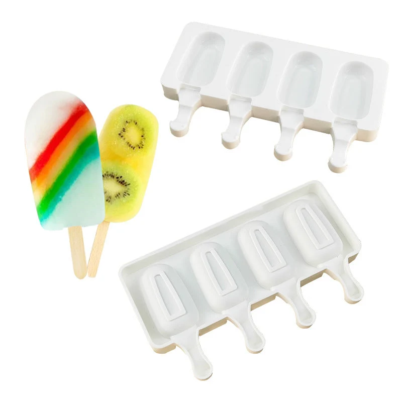 Lot de 4 Moules pour Glaces + Bâtonnets + Livre Recettes