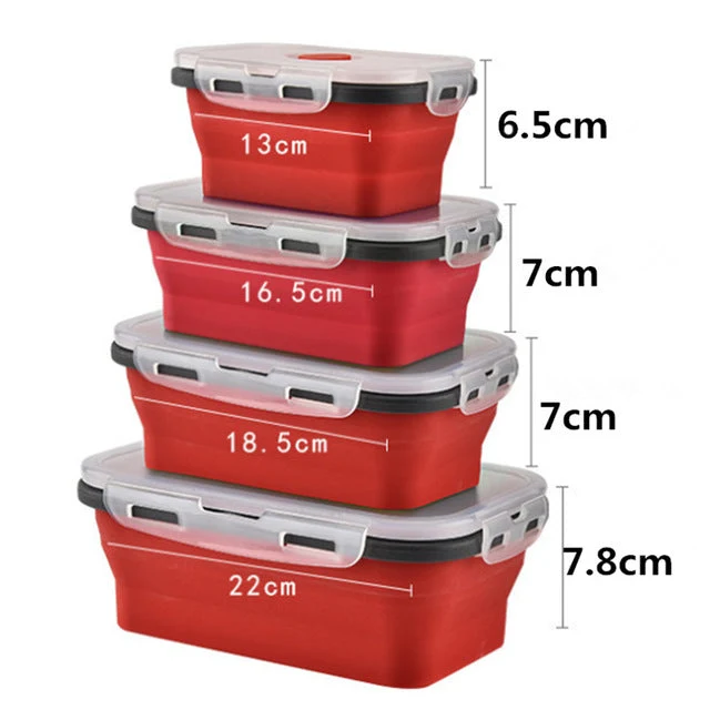 Lot de 4 boites alimentaire pliables en Silicone | Patisserie et Cuisine