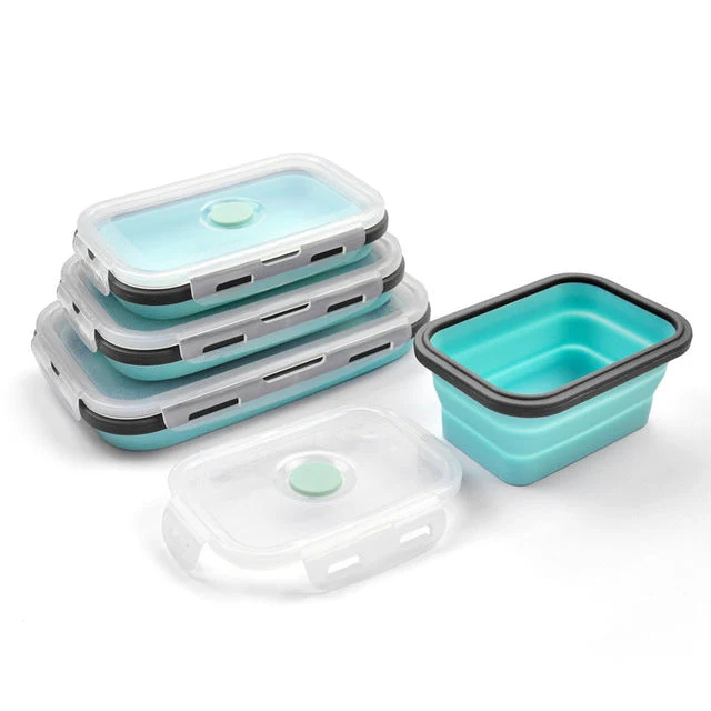 Lot de 4 boites alimentaire pliables en Silicone | Patisserie et Cuisine