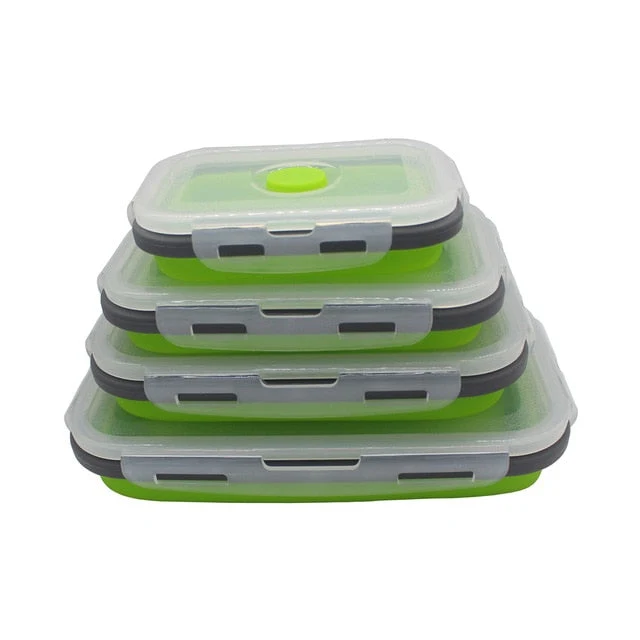 Lot de 4 boites alimentaire pliables en Silicone | Patisserie et Cuisine