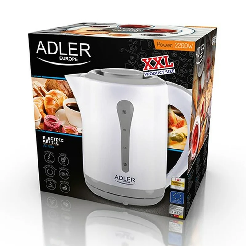Bouilloire Adler AD 1244 Plastique Blanc 2200 W 2,5 L