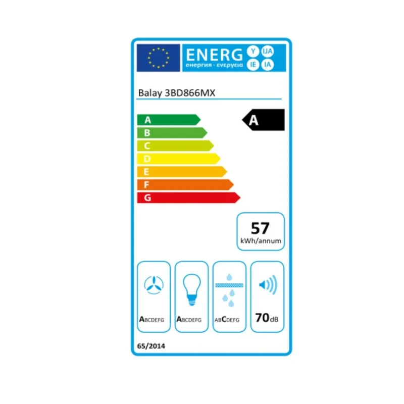 Hotte conventionnelle Balay 7612985650045 60 cm 620 m³/h 250W A Acier