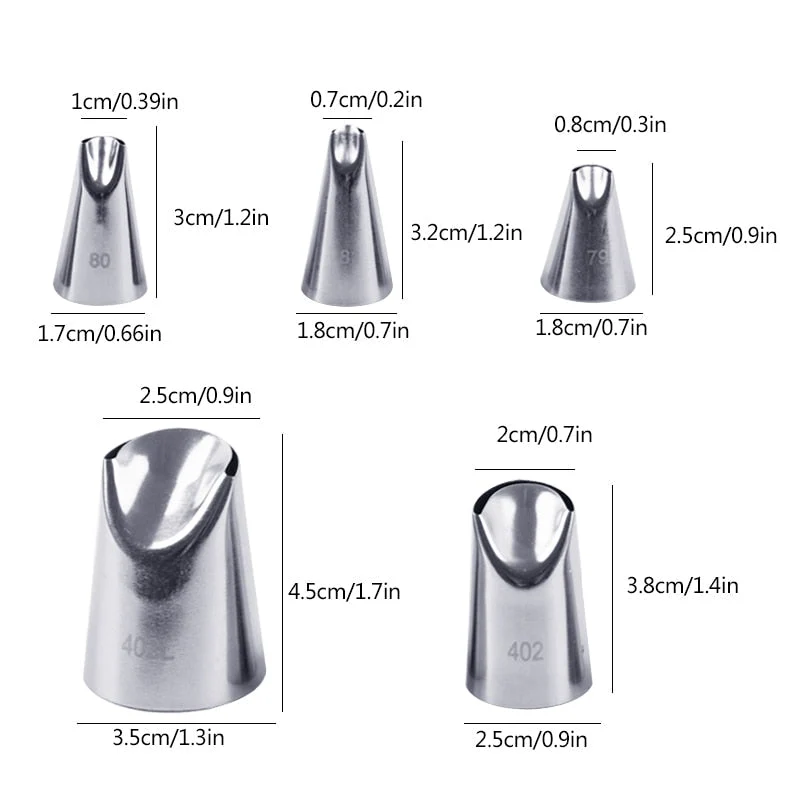 Kit de 5 douilles demi-cercle en inox | Patisserie et Cuisine