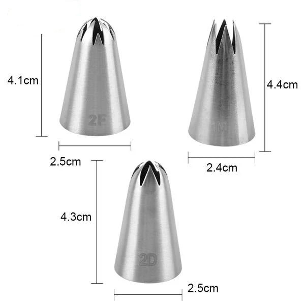 Kit de 3 douilles pâtissières Bordures Inox | Patisserie et Cuisine