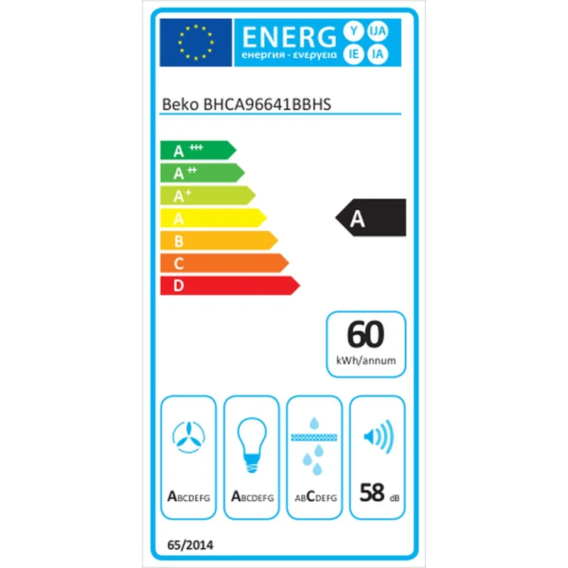 Hotte classique BEKO BHCA96641BBHS 90 cm 712 m3/h Noir