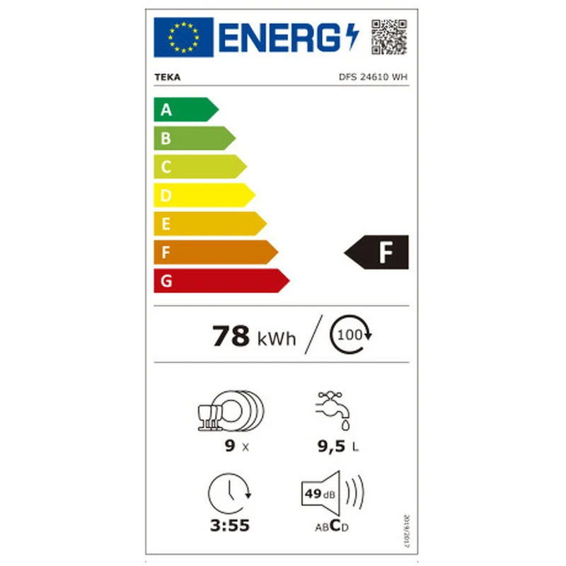 Lave-vaisselle Teka DFS 24610 blanc 45 cm