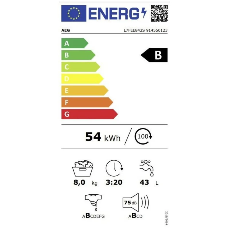 Lave-linge Aeg L7FEE842S 1400 tr/min 60 cm 8 kg