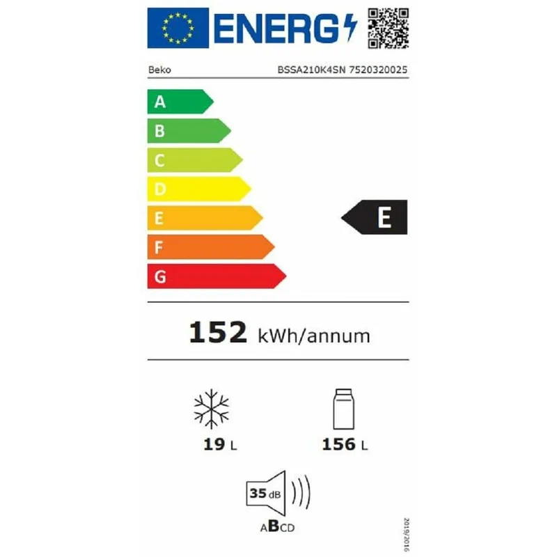 Réfrigérateur combiné BEKO BSSA210K4SN Blanc