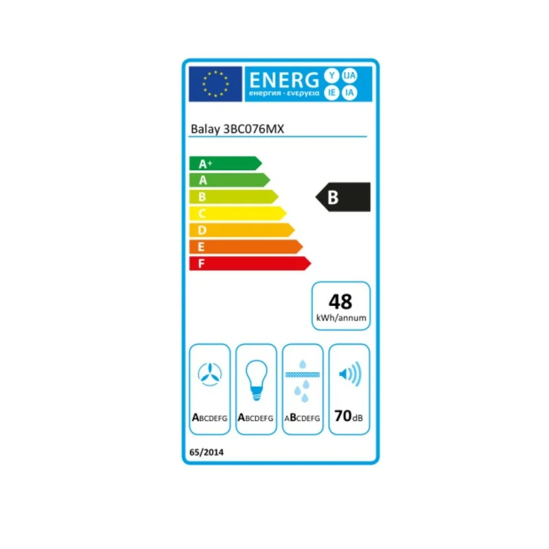 Hotte conventionnelle Balay 3BC076MX 75 cm 590 m3/h 70 dB 220W Acier
