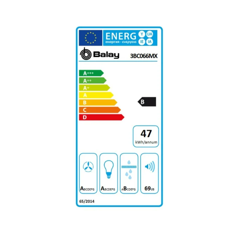 Hotte conventionnelle Balay 3BC066MX 60 cm 590 m3/h 69 dB 220 W