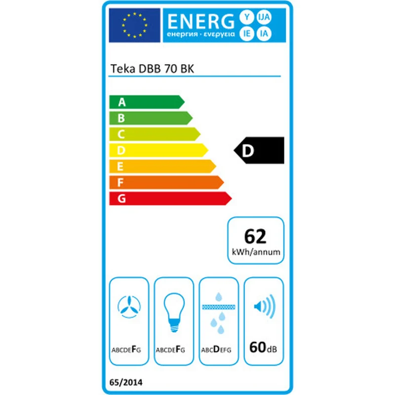 Hotte Conventionnelle Teka DBB70 70 cm 380 m3/h 60 dB 195W Noir