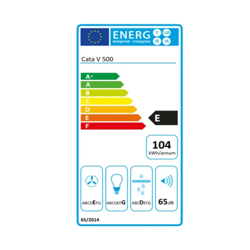 Hotte conventionnelle Cata 02088303 50 cm 420 m3/h 65 dB 95W Acier