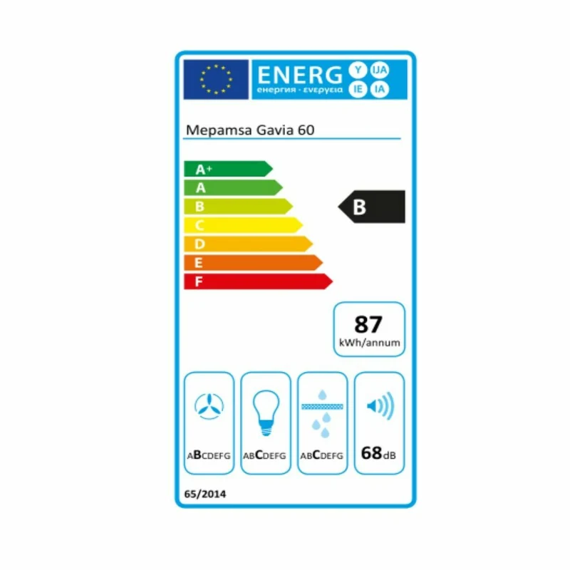 Hotte conventionnelle Mepamsa 3200528013 60 cm 740 m3/h 53 dB 250W Acier B