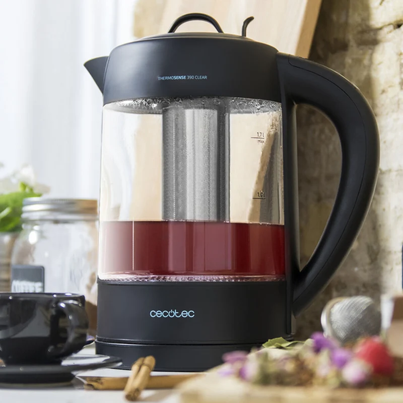 Bouilloire et Bouilloire Électrique Cecotec ThermoSense 390 Transparent 2200W 1,7 L Noir Acier inoxydable 2200 W 1850-2200 W 1,7 L