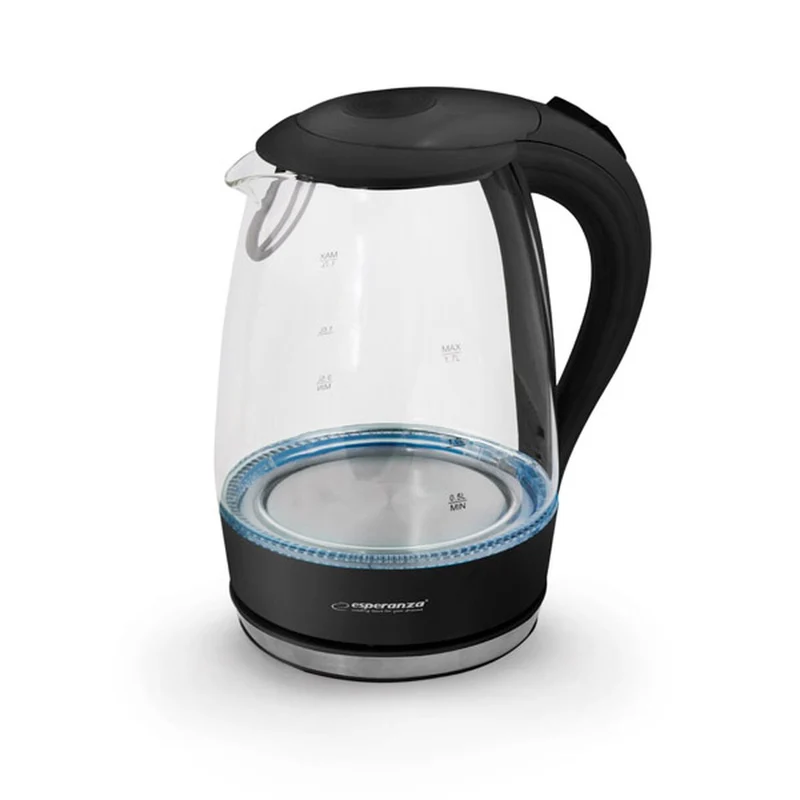 Bouilloire Esperanza Noir Verre Plastique 2200 W 1,7 L