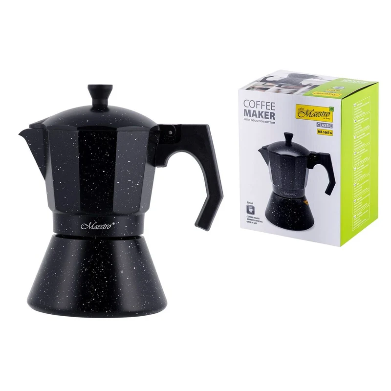Cafetière Italienne Feel Maestro MR-1667-6 Noir Granit Aluminium 300 ml 6 Tasses