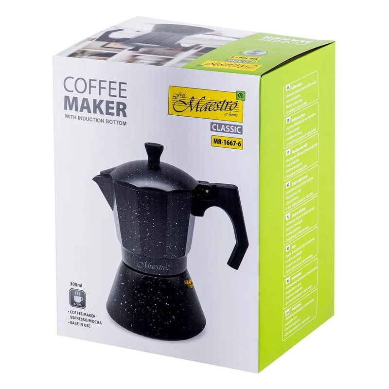 Cafetière Italienne Feel Maestro MR-1667-6 Noir Granit Aluminium 300 ml 6 Tasses
