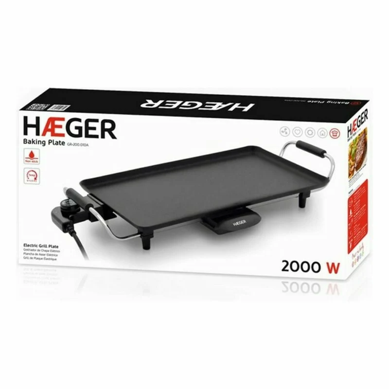 Plaque de gril plate Haeger GR-200.010A Noir 2000 W