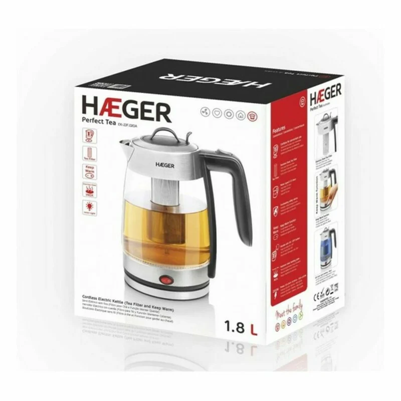 Bouilloire et Bouilloire Électrique Haeger EK-22F.020A Blanc Acier inoxydable 2200 W