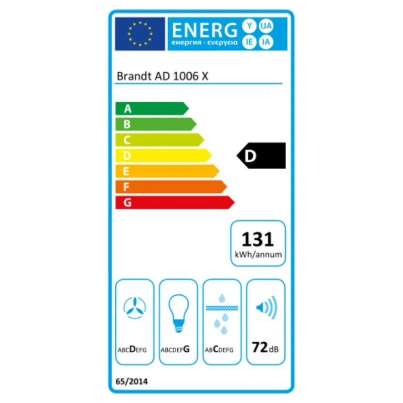 Hotte classique Brandt AD1006X 80W 600 m3/h Acier inoxydable (60 cm)
