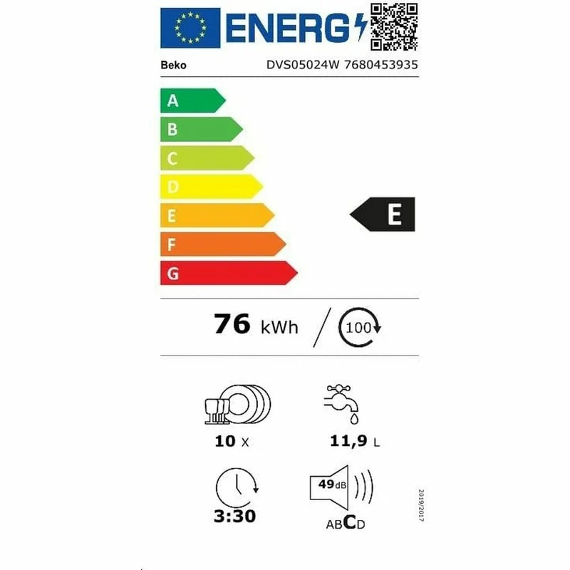 Lave-vaisselle BEKO DVS05024W Blanc 45 cm (45 cm)
