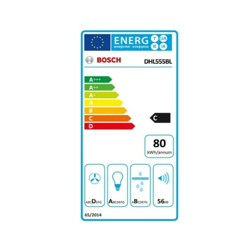 Hotte conventionnelle BOSCH DHL555BL 53 590 m³/h 206W C Argent