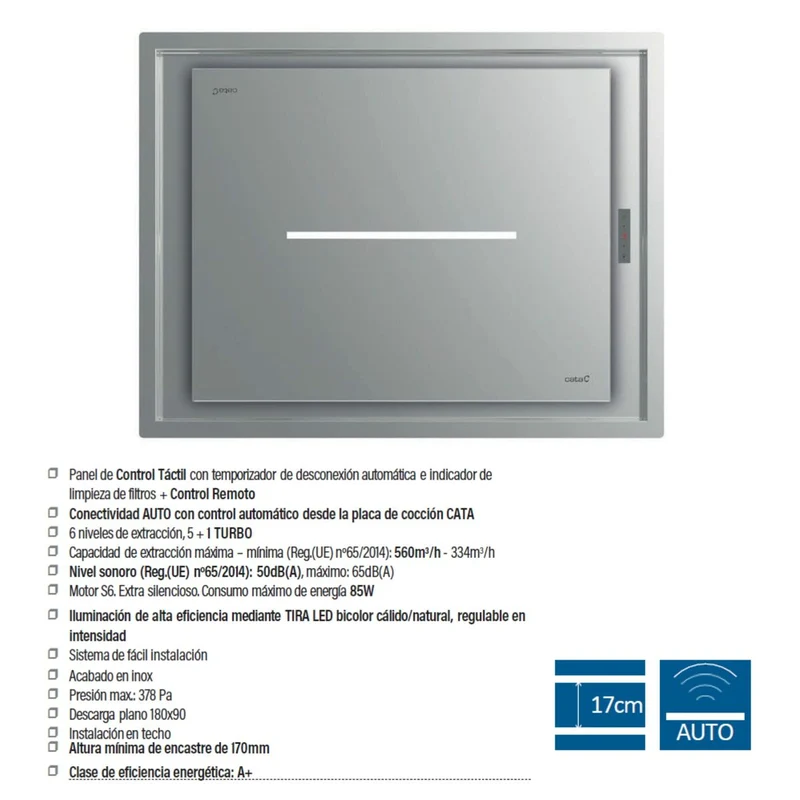 Hotte Conventionnelle Cata BENNU SLIM 900X Acier Argenté
