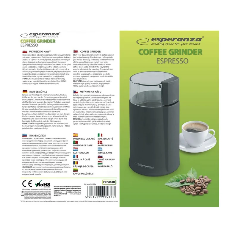 Moulin à café Esperanza EKC001K noir 160 W