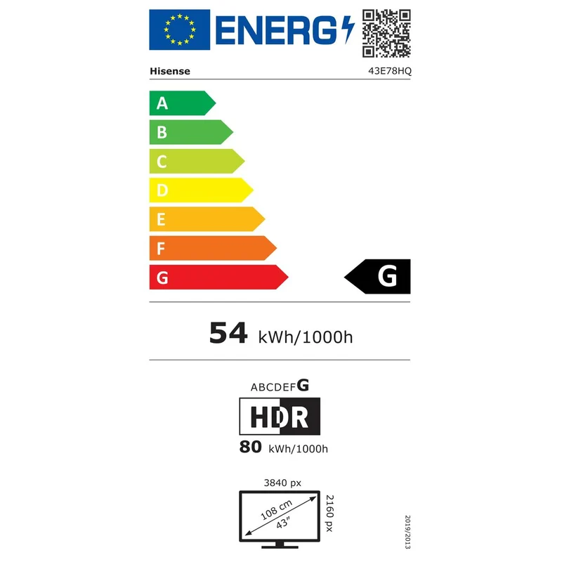 Téléviseur intelligent Hisense 43E78HQ 43" 4K Ultra HD QLED