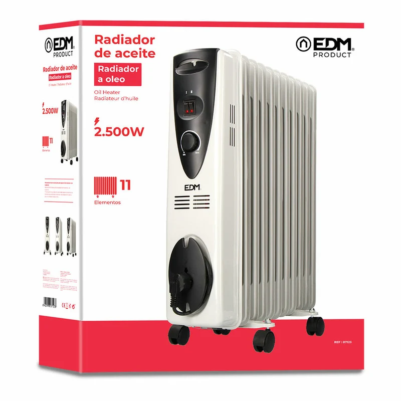 Radiateur à bain d'huile (11 chambres) EDM 07123 07123 Blanc 2500 W