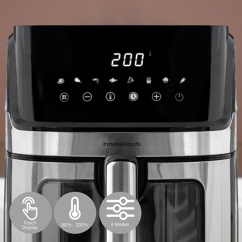 Friteuse à air InnovaGoods Fryinn View 6500 Noir 1700 W 6,5 L Acier inoxydable