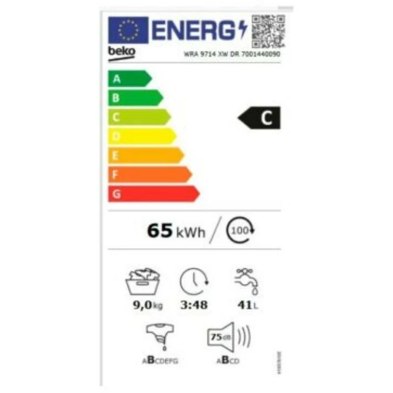 Lave-linge BEKO WRA9714XWDR Blanc 1400 tr/min 60 cm 9 kg