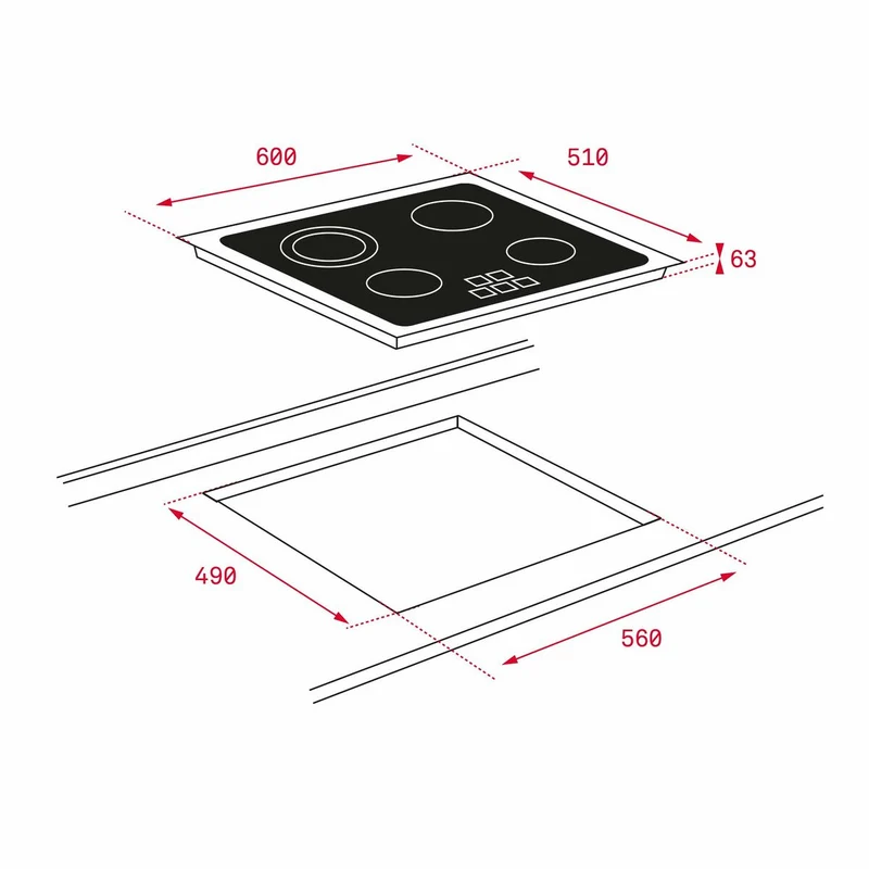 Table de cuisson vitrocéramique Teka TB 6415 60 cm 6300 W