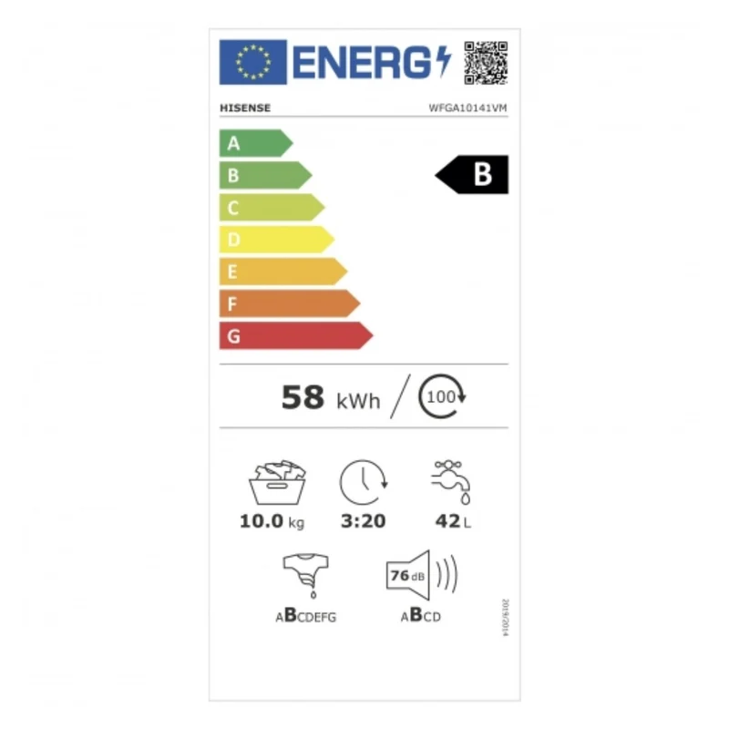 Lave-linge Hisense WFGA10141VM 1400 rpm Blanc 10 kg