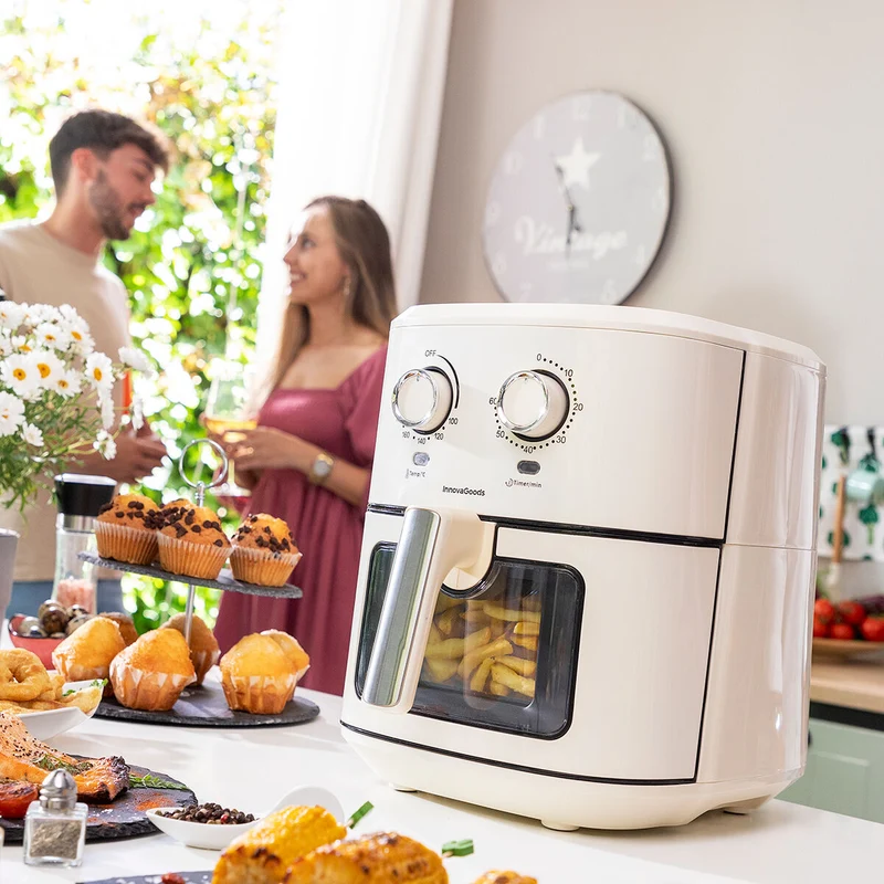 Friteuse à air InnovaGoods Vynner Pro 6500 Crème 1700 W 6,5 L Acier inoxydable