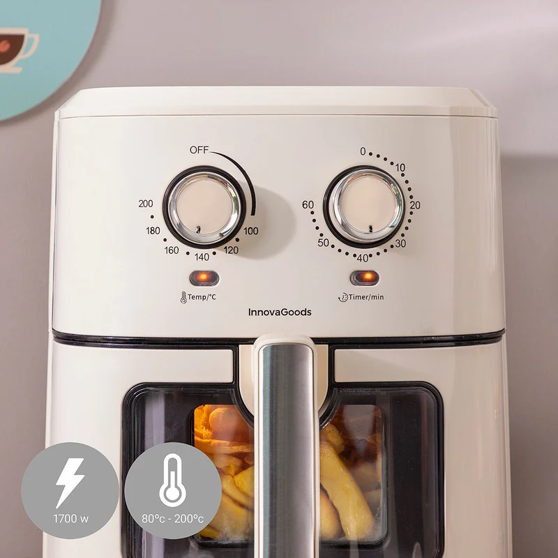 Friteuse à air InnovaGoods Vynner Pro 6500 Crème 1700 W 6,5 L Acier inoxydable