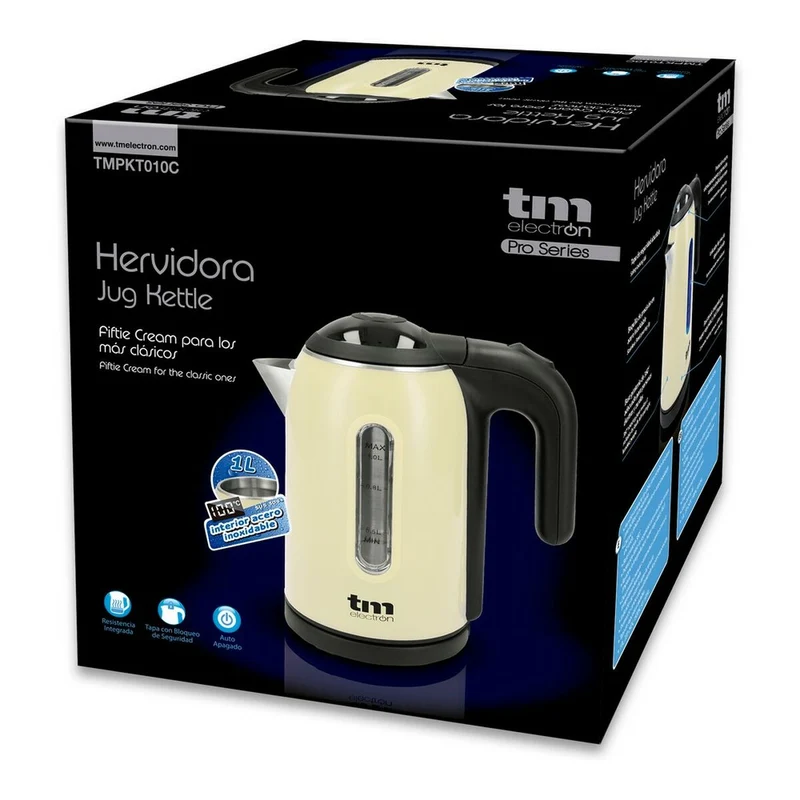 Bouilloire électrique avec LED Light TM Electron Inox Crème