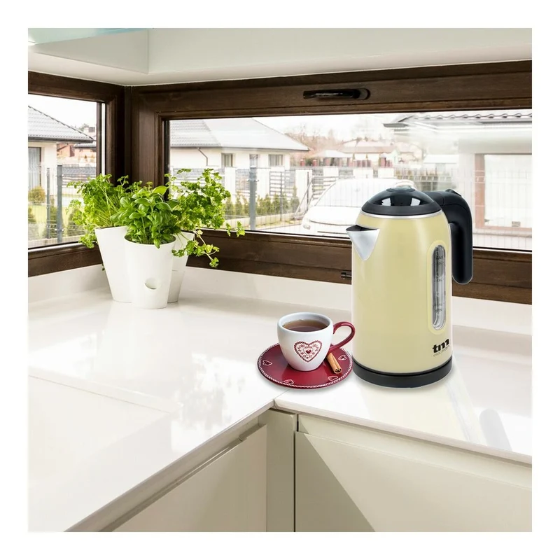 Bouilloire électrique avec LED Light TM Electron Inox Crème