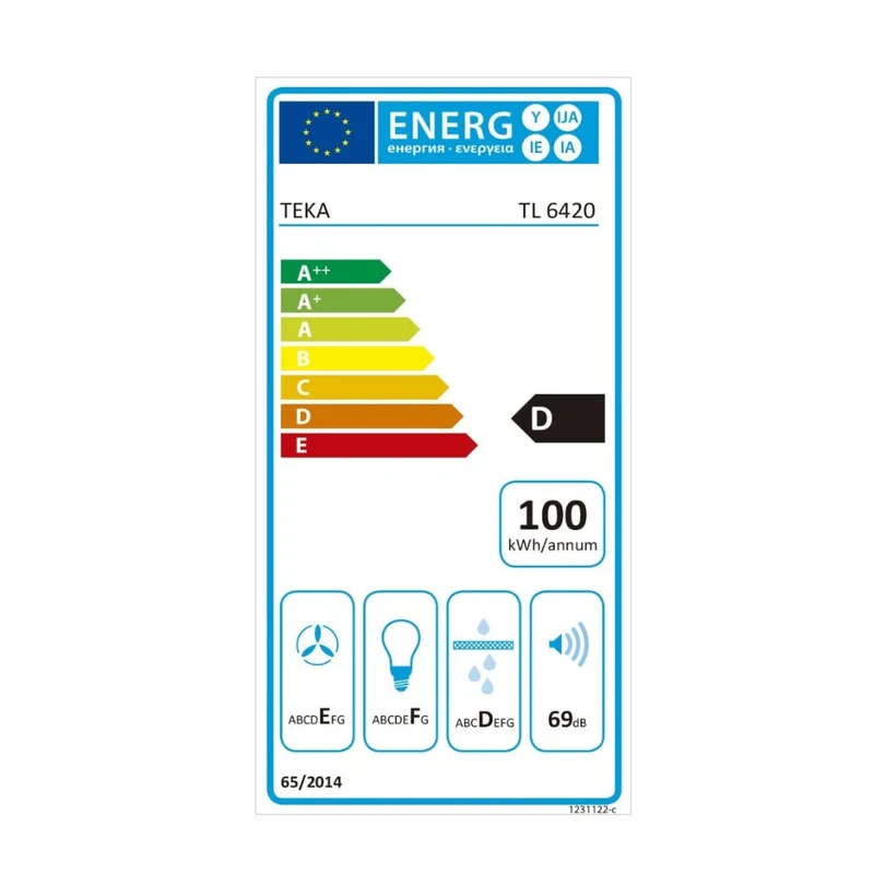 Hotte Conventionnelle Teka TL6420S INOX 60 cm 354 m3/h 69 dB 286W Jaune Argent Acier