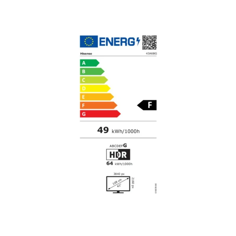 Téléviseur intelligent Hisense 43A6BG LED 4K Ultra HD 43"