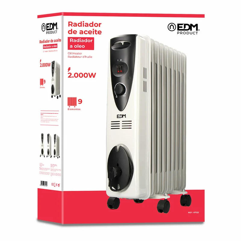 Radiateur à bain d'huile (9 chambres) EDM 07122 Blanc 2000 W