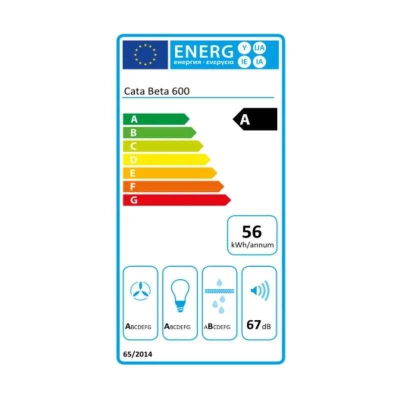 Hotte conventionnelle Cata 02050305 60 cm 790 m3/h 69 dB 240W Argent Acier