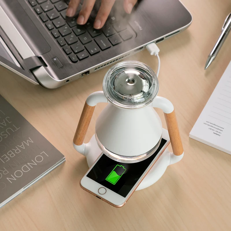 Chargeur sans fil 3-en-1, diffuseur d'arôme et humidificateur Misvolt InnovaGoods