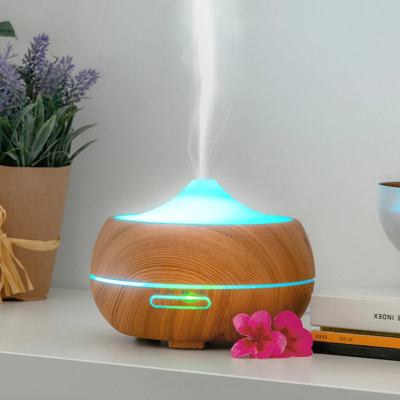 Humidificateur Diffuseur d'Arômes avec LED Multicolore Effet Bois InnovaGoods