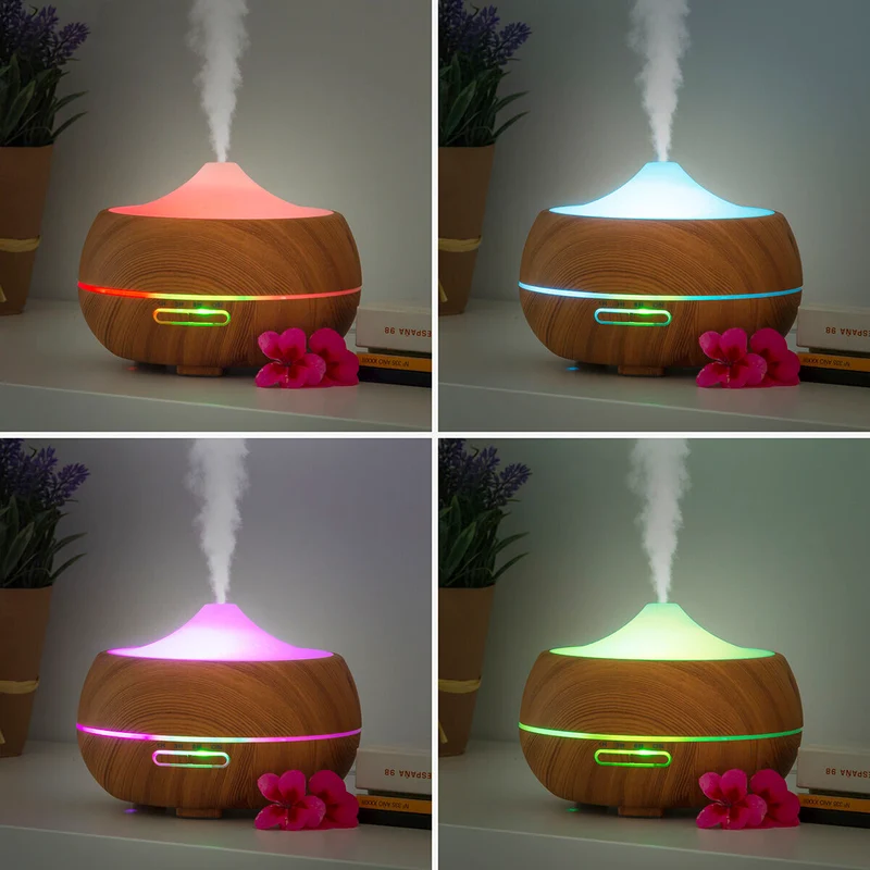 Humidificateur Diffuseur d'Arômes avec LED Multicolore Effet Bois InnovaGoods