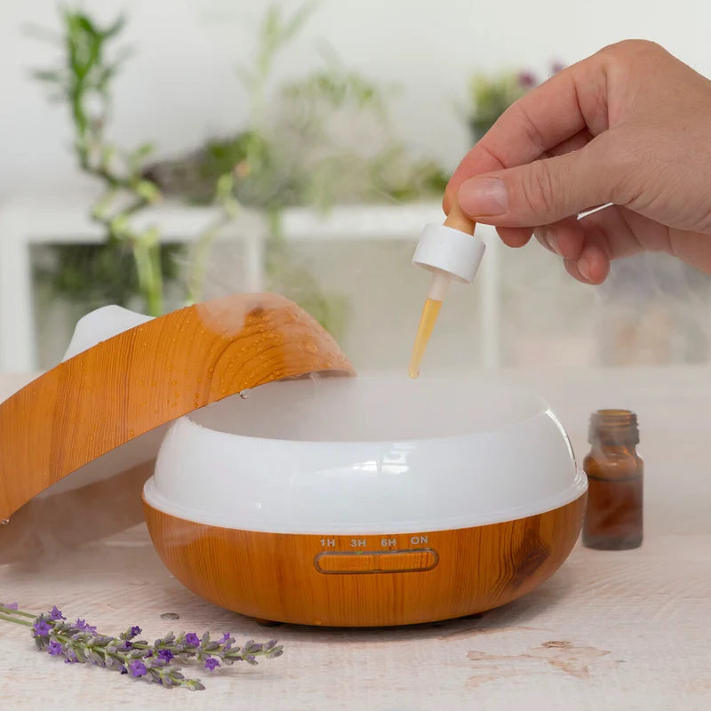 Humidificateur Diffuseur d'Arômes avec LED Multicolore Effet Bois InnovaGoods