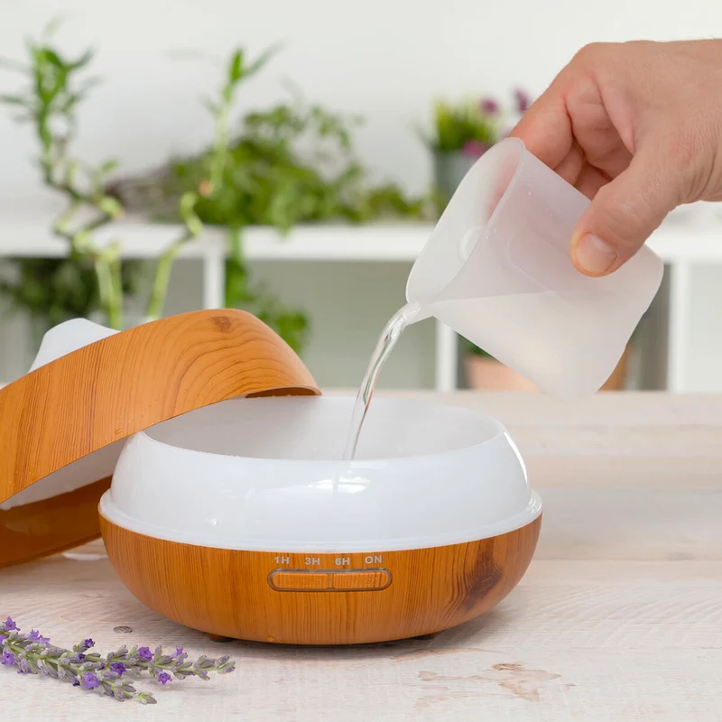 Humidificateur Diffuseur d'Arômes avec LED Multicolore Effet Bois InnovaGoods