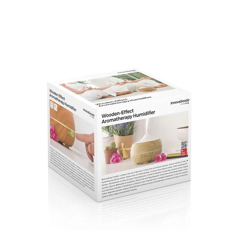 Humidificateur Diffuseur d'Arômes avec LED Multicolore Effet Bois InnovaGoods