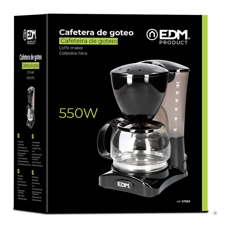 Cafetière filtre EDM 07653 Noir 550 W 6 tasses 0,6 L