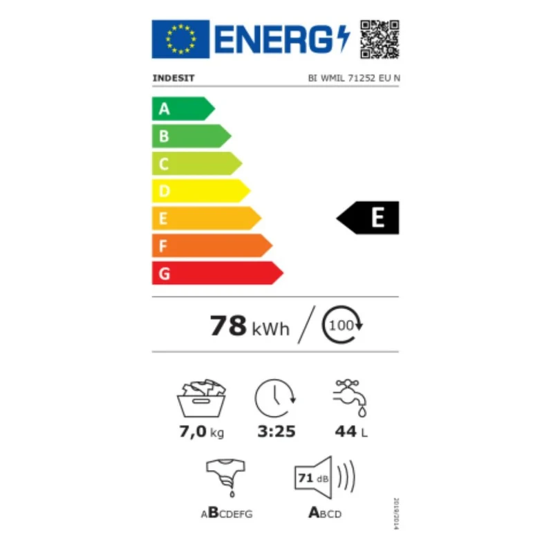 Lave-linge Indesit BIWMIL71252EUN 7 kg 1200 rpm Blanc